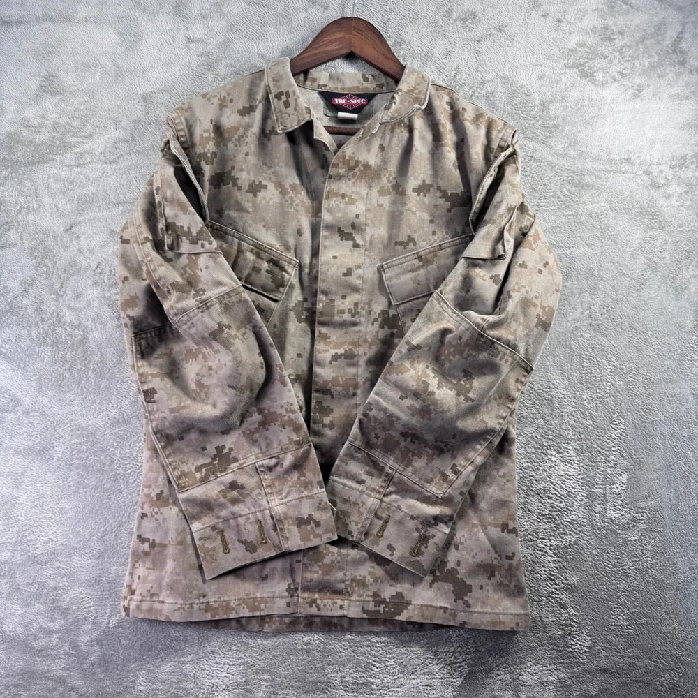 TRU-SPEC Men Small Brown Digital Camo Military Jacket Full Zip Outdoor Coat